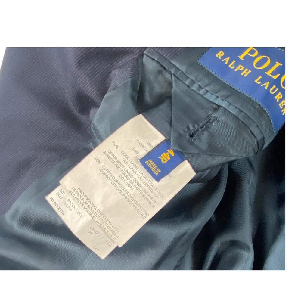 Polo Ralph Lauren Current Blue Microstriped Pure Wool Mens Blazer Size 44R
